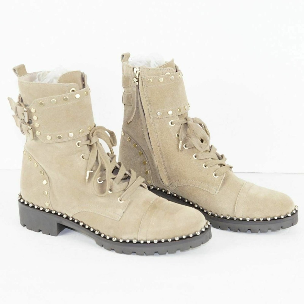 Sam Edleman Jennifer Combat Studded Oatmeal Boot 9